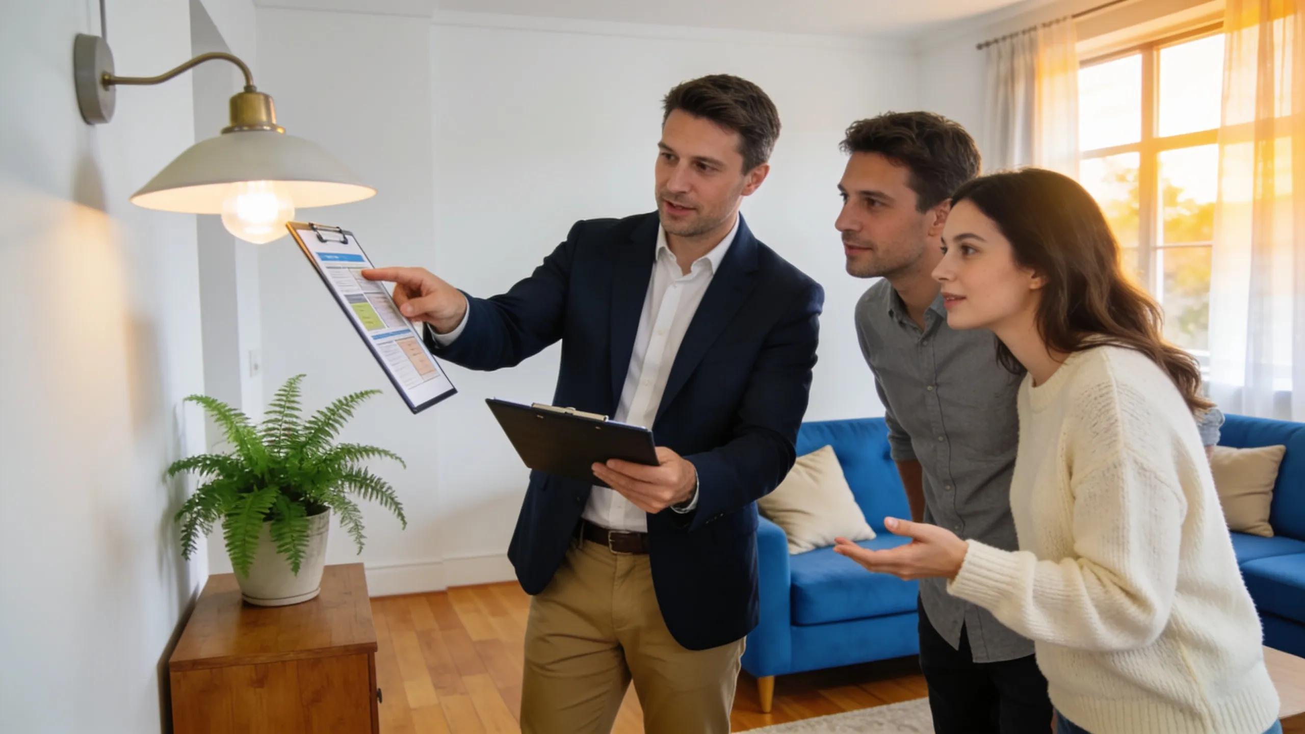 Property manager engaging with tenants in a well-maintained rental property