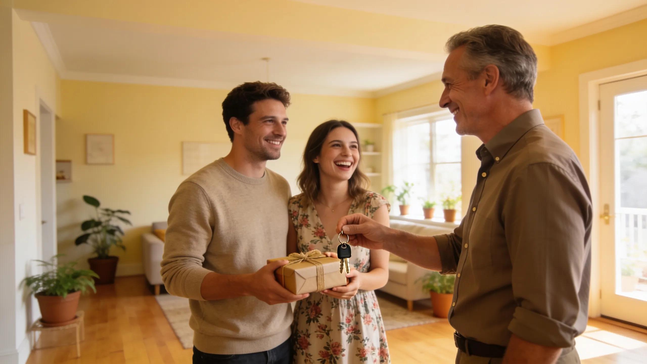 Landlord engaging with satisfied tenants in a rental property showcasing essential services