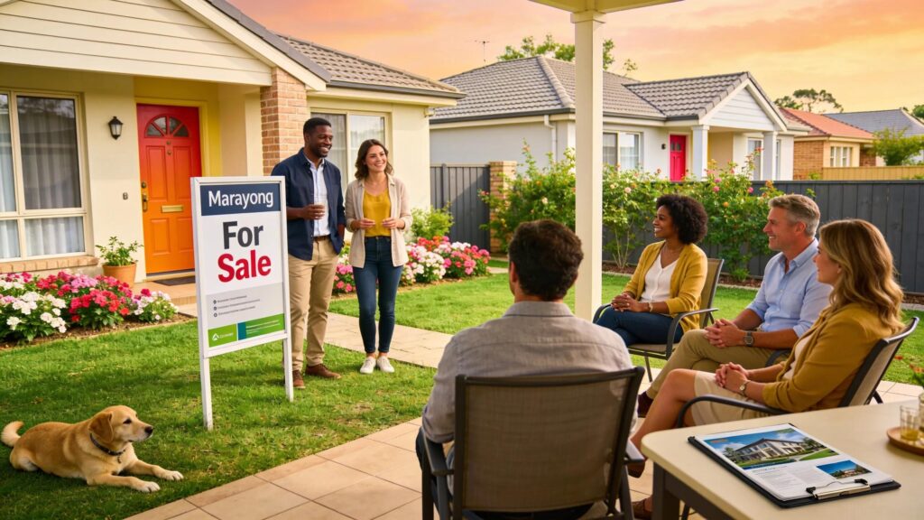 Marayong homeowners engaging in a discussion about property management and sales in real estate