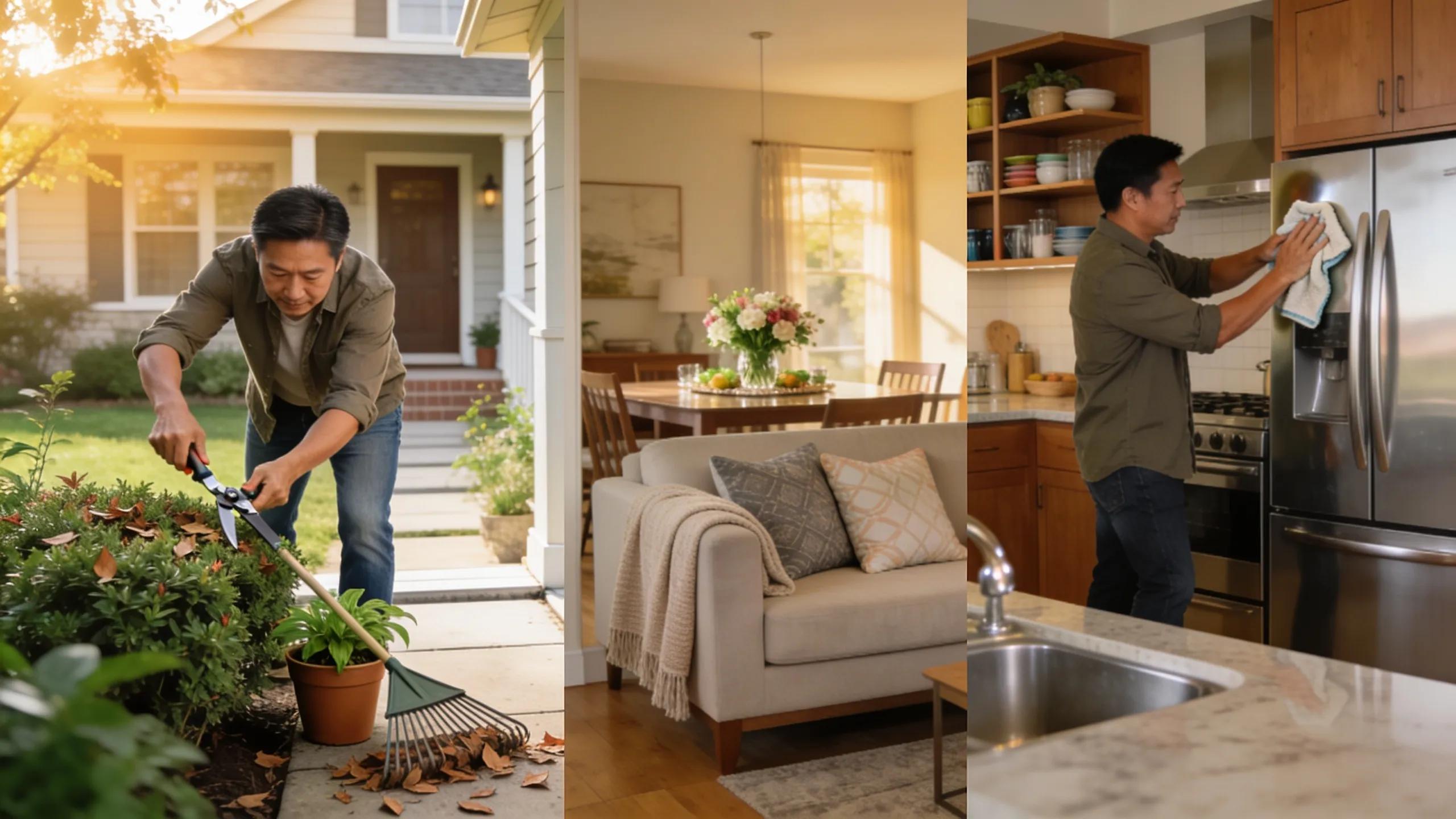 Homeowner actively preparing a home for sale in Marayong, focusing on landscaping and staging