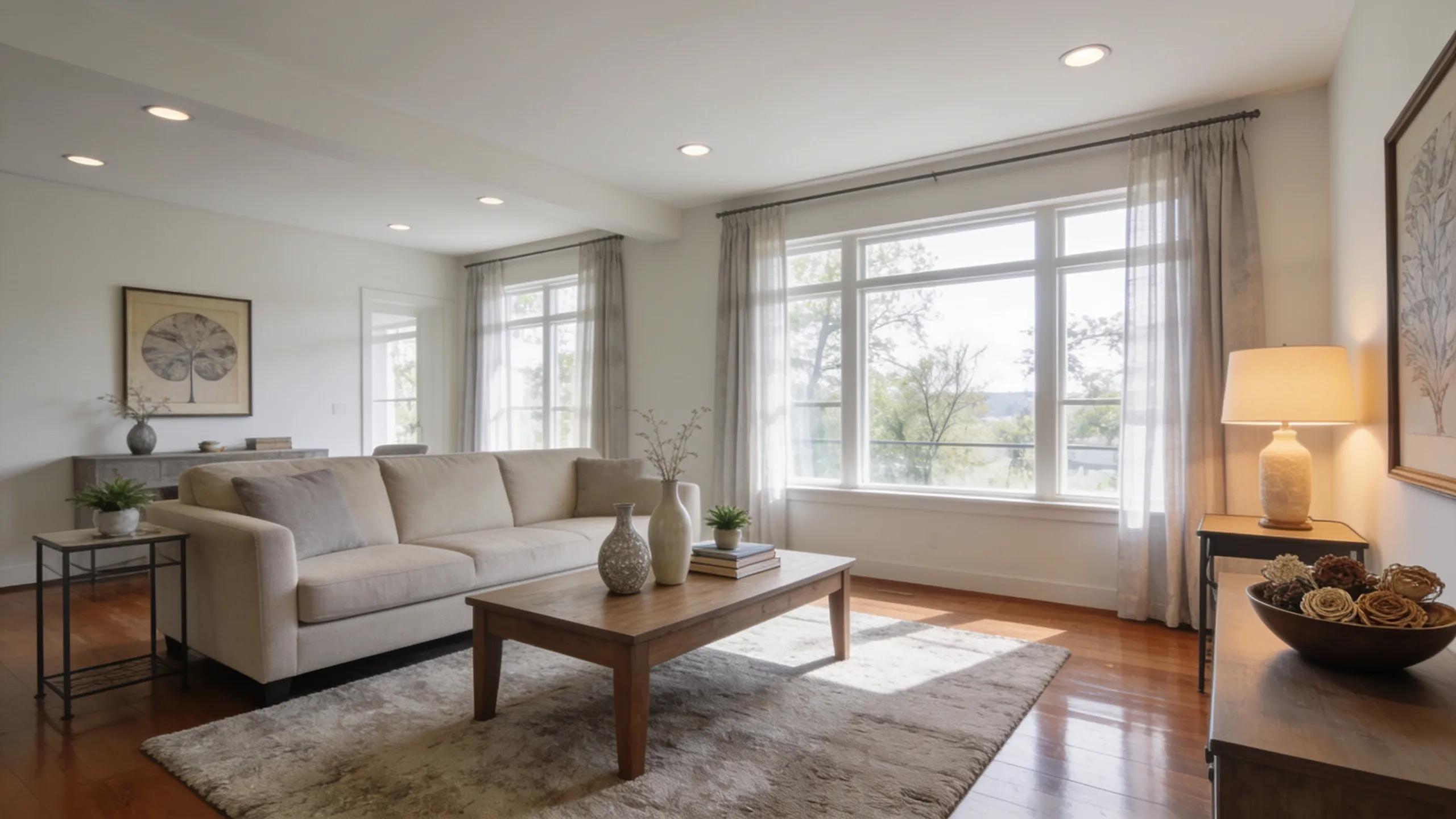 Inviting staged living room showcasing effective home improvements for increasing buyer interest